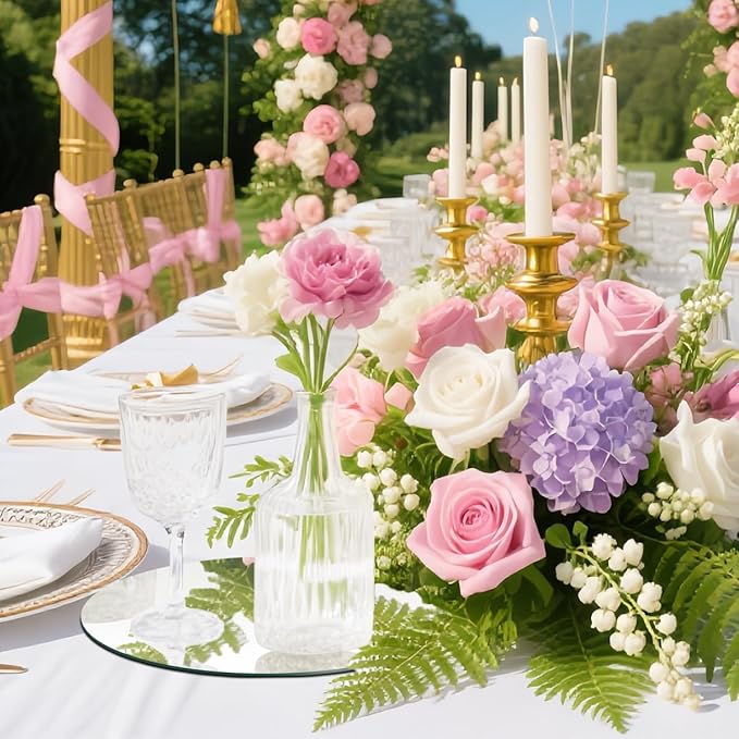 10 Pack Round Mirrors for Centerpieces, 8 inch Circle Mirror Centerpieces for Tables, Mirror Tiles for Wall Table Wedding Centerpieces Mirror Plates for Candle Wedding Decorations