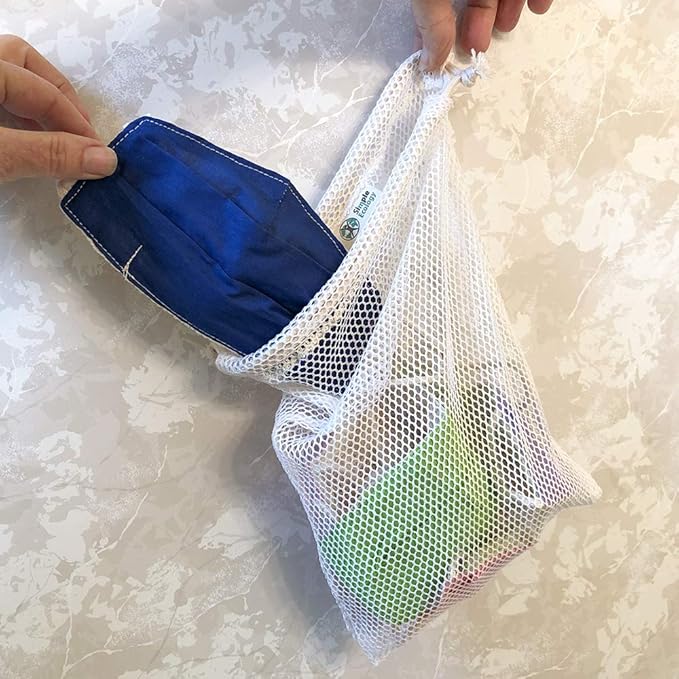 Simple Ecology Organic Cotton Mesh Laundry Bag; Machine Washing Bags for Delicates, Lingerie and Garments, Small 2 pack