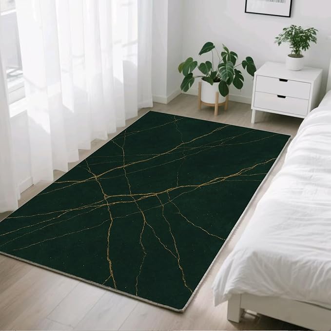 Luxury Marble Rug - 4x5 Rug, Abstract Marble Area Rugs, Modern Art Outdoor Rugs, Washable & Non Slip Carpet Home Decor