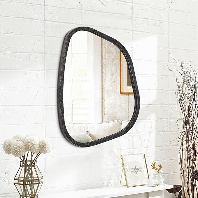 Irregular Asymmetrical Mirror Wall Mounted, Unique Vanity Mirror, Shaped Dressing Mirror Decorative for Living Room, Bathroom, Bedroom, Entryway Wall Decor 20"x16"