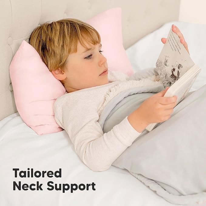 Toddler Pillow with Pillowcase - 10x18 My Little Dreamy Kids Travel Bed Pillows for Sleeping, Organic Cotton Small Pillowcase, Soft & Breathable, Machine Washable, Toddlers 2-5 years old (Mist Pink)