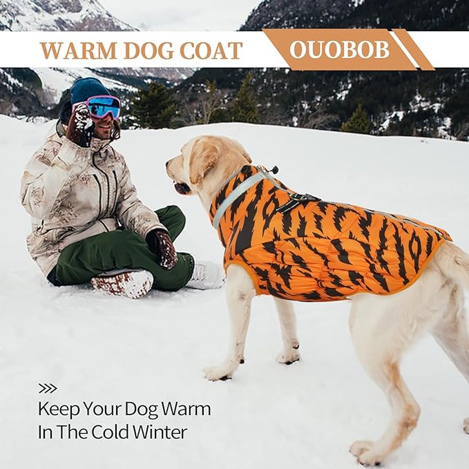 OUOBOB Dog Coats for Small Dogs, Puppy Coat, Warm Winter Jacket, XS Dog Coat with Harness Built in, Waterproof Pet Cold Weather Coats, Puppy Winter Clothes Snowsuit Chihuahua Maltese,XS
