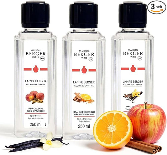 MAISON BERGER Lampe Berger Fragrance Trio Refill for Home Fragrance Oil Diffuser - 3 x 8.45 Fluid Ounces - 3x250 milliliters (Trio Warm)