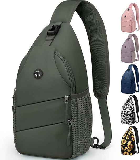 Pritent Crossbody Bags for Women Men Trendy Sling Bag Backpack Casual Chest Bag with Convertible Shoulder Strap