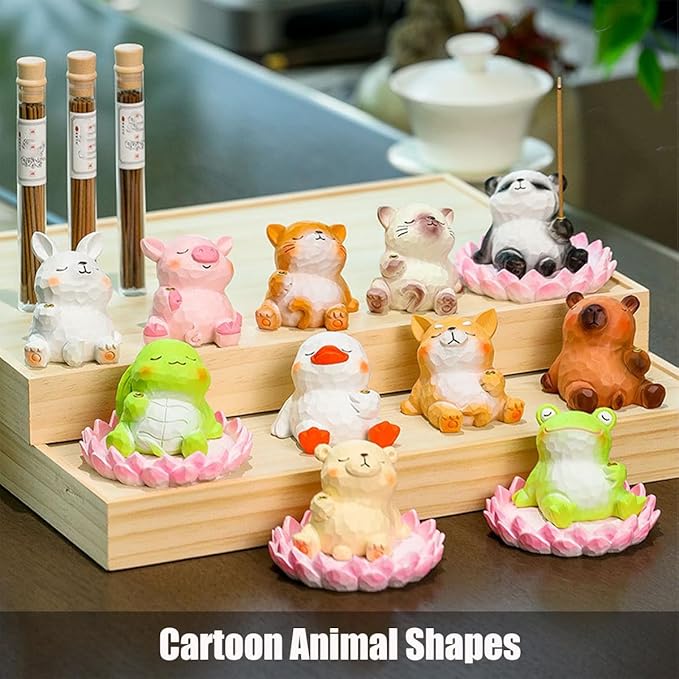 Lotus Rabbit Incense Holder Cute Animal Figurine Incense Burner Flower Stand Ash Catcher Creative Cartoon Resin Rabbit Statue for Home Room Decor Meditation Yoga Spa