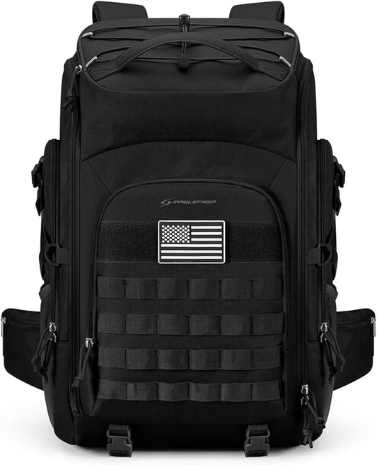 Maelstrom Tactical Backpack for Men, Water Resistant 40L Military Backpack, for Hiking, Camping, Gym with Molle System (Black)