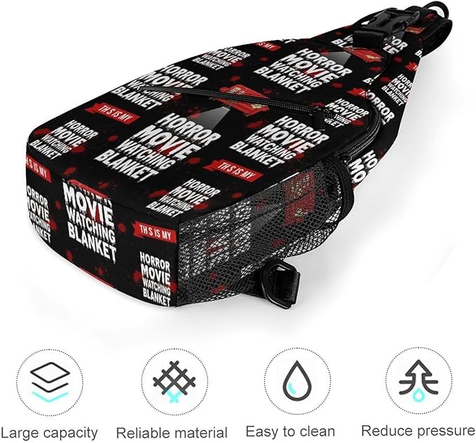 SWEET TANG Unisex Unique Chest Bag Gym Sack Fashion Sling Shoulder Backpack Outdoor Sports Daypack Horror Movie Watching Blanket Pattern, Multipurpose Adjustable Bag for Daily Use