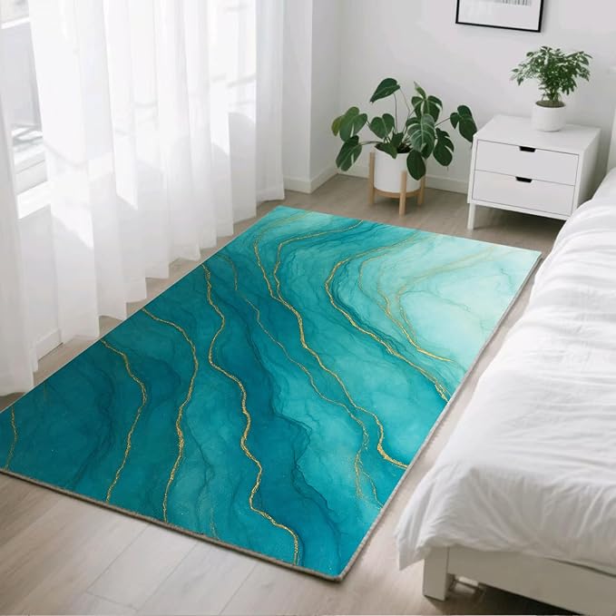 Luxury Marble Rug - 3x4 Rug, Abstract Marble Outdoor Rugs, Abstract Modern Entryway Rugs, Washable & Non Slip Carpet Home Decor