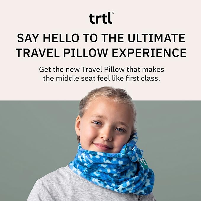 trtl Pillow Junior Kids Travel Pillow for Sleeping - with Built-in Head and Neck Support - Comfortable Kids Neck Pillow for Traveling - Compact and Machine-Washable - Zebra