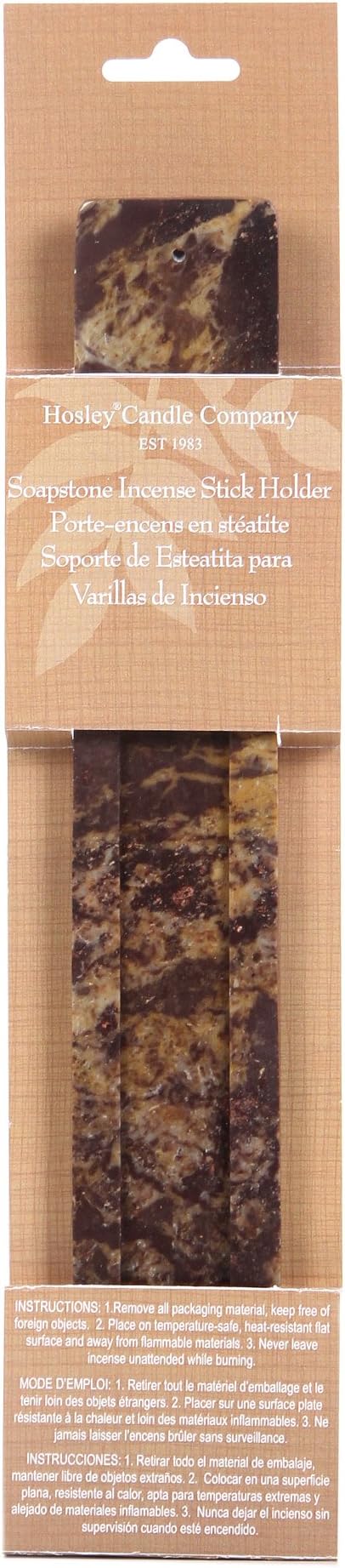 Hosley 10.5-Inch Hand-Carved Stone Incense Stick Holder – Long Ash Catcher for Serenity, Relaxation, and Meditation – Decorative Incense Burner for Home or Yoga Spaces