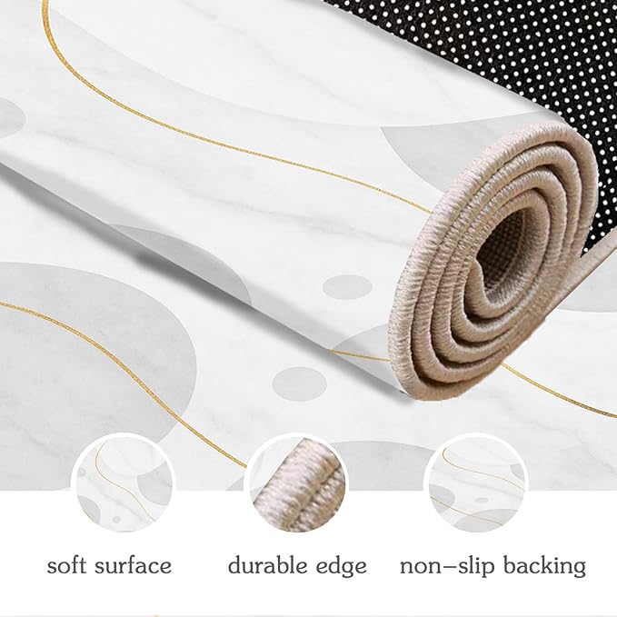 Minimalist Marble Rug - 2x4 Rug, Abstract Marble Hallway Rugs, Modern Luxury Runner Rugs, Washable & Non Slip Small Carpet Home Decor
