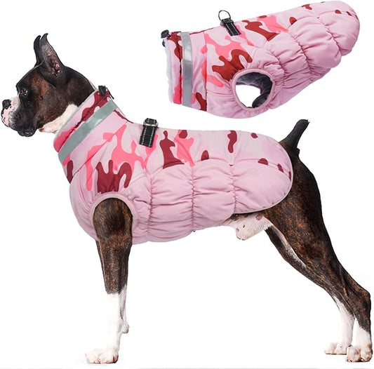 Lelepet Warm Dog Winter Coat Dog Coats for Extra Large Dogs Waterproof Dogs Jacket with Harness Built in Reflective Cold Weather Coats Windproof Zip-Up Winter Fleece Vest Snowsuit Great Dane 3XL