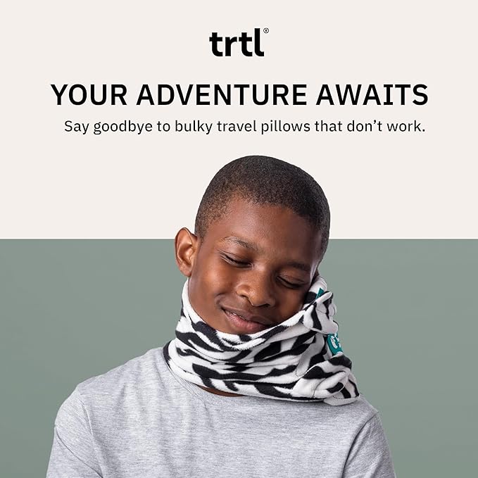 trtl Pillow Junior Kids Travel Pillow for Sleeping - with Built-in Head and Neck Support - Comfortable Kids Neck Pillow for Traveling - Compact and Machine-Washable - Aqua