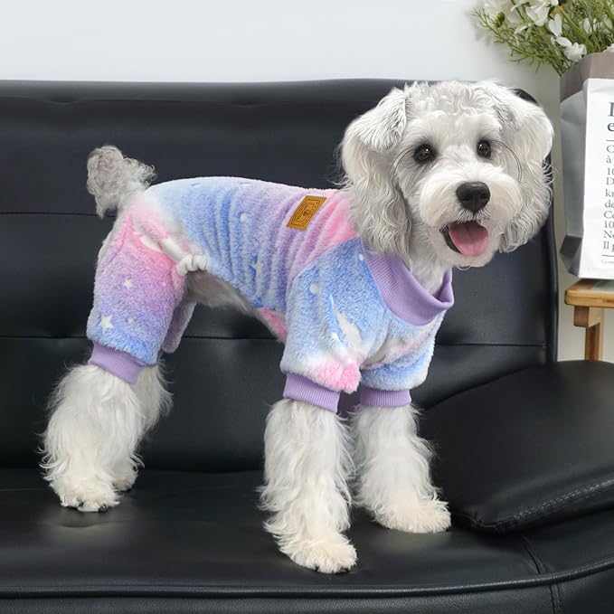XPUDAC Dog Sweater Glows in The Dark Fleece Pajamas for Small Medium Dogs Girl Boy Puppy Clothes for Halloween Christmas Winter(X-Small)