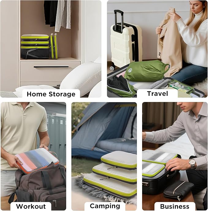 Cipway Mesh Compression Packing Cubes, Ultralight See Through Luggage Organizer Bags, Travel Essentials for Carry on Suitcase（3 Pcs,Green）