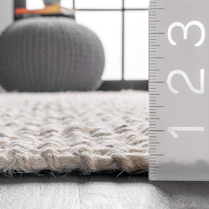 Nuloom Daniela Off-White, 9'6" x 13'6", Handmade, Jute, Tassel, Soft and Textured, High Traffic, Stain Resistant, Easy Clean, Durable Area Rug for Bedroom, Living Room, Dining Space, Foyer, Entryway