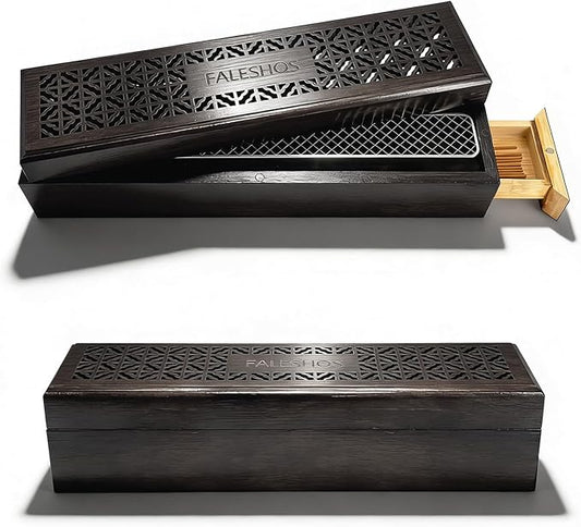 Incense Holder Burner, 2 in 1 Coffin Design with Storage Box and Ash Catcher, Holder for Incense Sticks, Excellent for Meditation Wellness Practices Bedroom Study Office