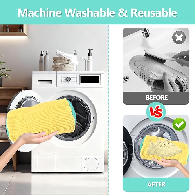 Shoe Washing Machine Bags 2Pcs, Shoe Cleaning Bag, 5-Size Laundry Bags- Reusable Washer & Dryer Safe for All Sneakers/Boots Machine Washable Laundry Kit