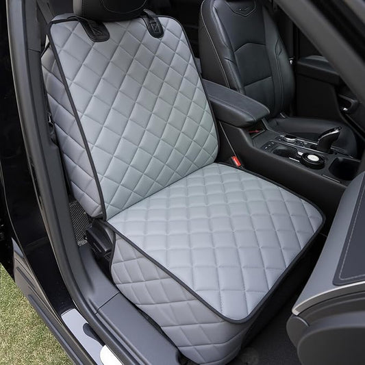 Waterproof Car Front Seat Cover for Dogs, PU Leather Car Seat Protector for Pets,Nonslip Scratchproof Front Passenger seat Covers Fits for Cars, Trucks, SUVs (Grey, Front Seat Cover)
