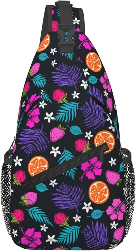 Hawaii Tropical Palm Sling Backpack Crossbody Bag Casual Chest Bags Travel Hiking Daypack Shoulder Bag for Women Men