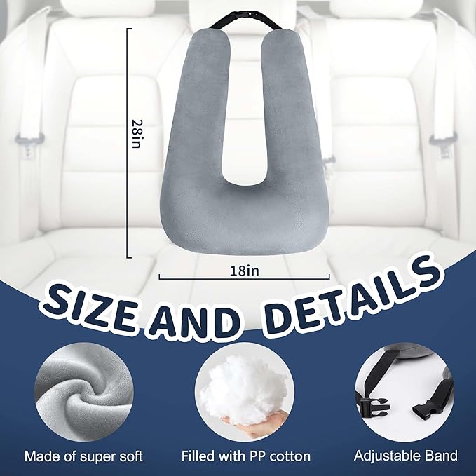 Car Pillow for Kids, Car Pillow, Travel Pillow Cushion for Car and Adults, Support Head and Neck on Road Trips, Black