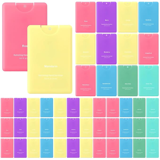 Frienda 48 Pcs Hydrating Hand Sanitizer Spray Bulk 2026 New Year Gift Travel Size Power Mist Portable Hand Sanitizer Spray Appreciation Gift for Women Men Teacher Staff Birthday Party Favor