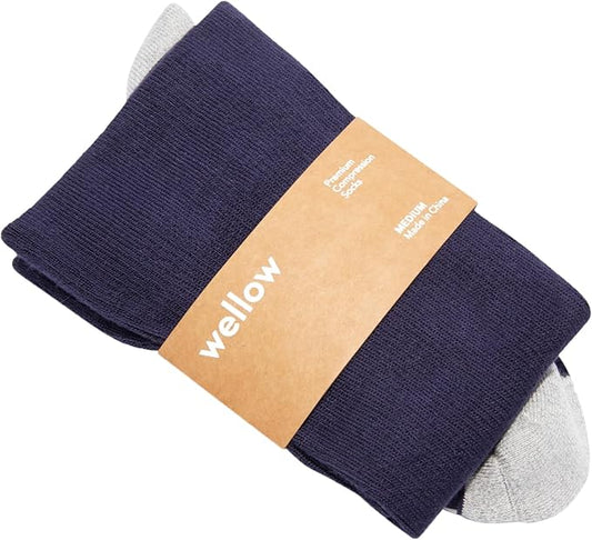 Wellow Premium Socks (Compression Socks - Regular) for Men & Women, Made with Viscose from Bamboo, Knee High, 18-25 mmHg
