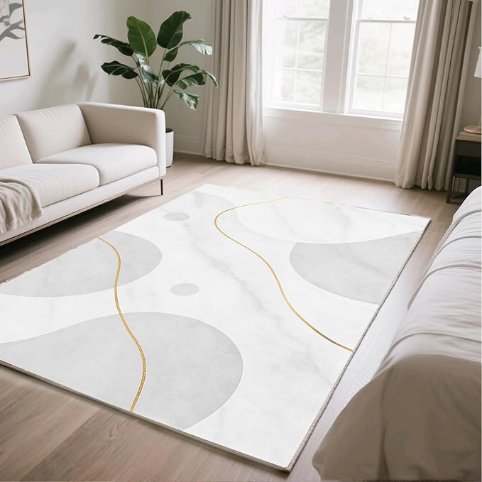 Minimalist Marble Rug - 2x6 Runner Rug, Abstract Marble Runner Carpet, Modern Luxury Entryway Rugs, Washable & Non Slip Carpet Home Decor