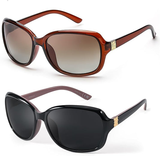 SIPHEW Polarized Sunglasses for Women | Vintage Square Sunglasses w UV400 Protection | Womens Wraparound Shade