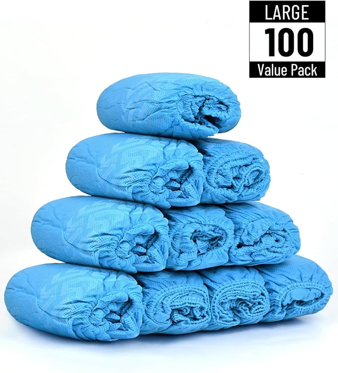 100 Count Shoe Covers Disposable Non-Slip, Premium Cloth Boot Covers, Slip-resistant, Durable, Breathable, Non-toxic, Recyclable