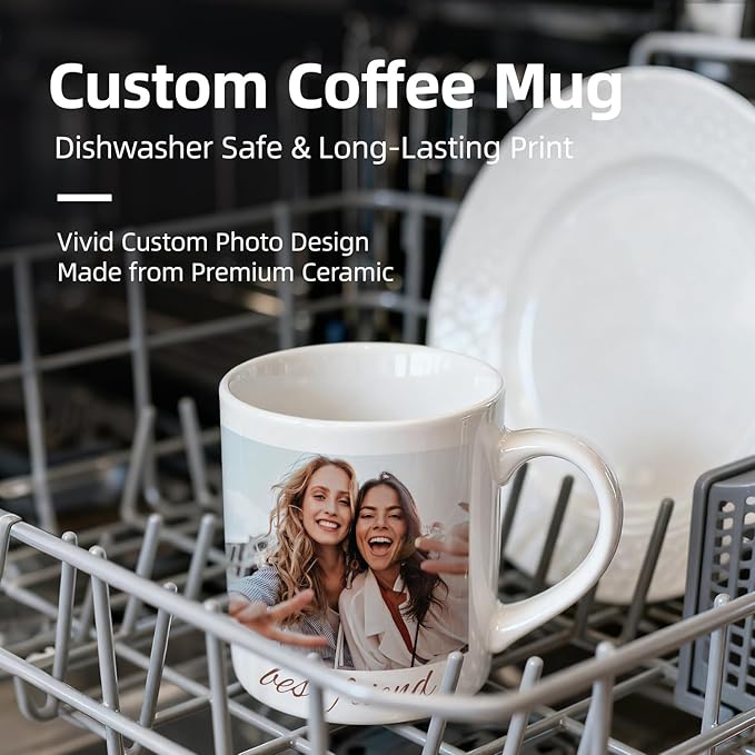 G9W168 Custom Coffee Mug, Customizable Coffee Cups with Pictures Personalized Ceramic Mug for Gifts Novelty Personalized Mugs for Friends (Red)