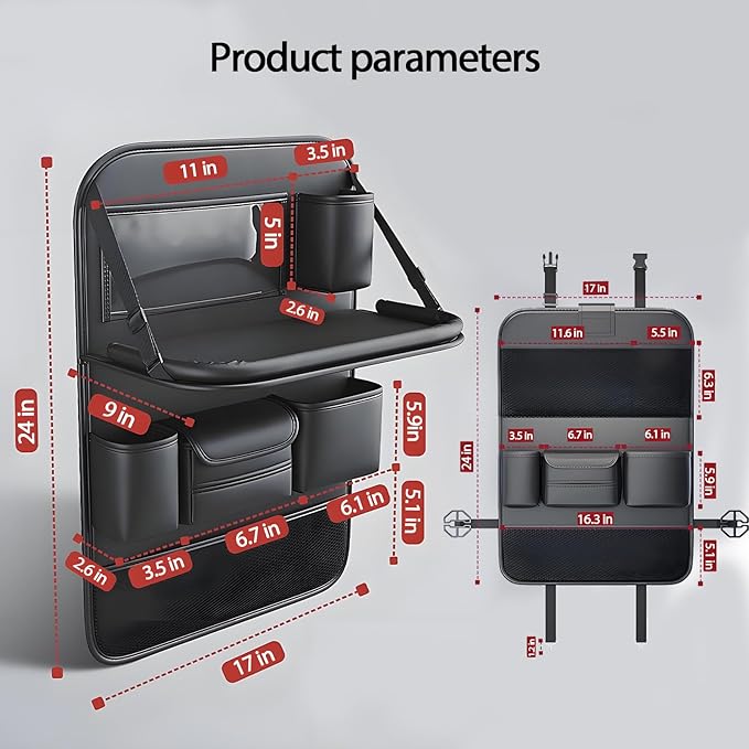 FASTAGEI 2 Pack Universal Foldable Car Backseat Organizer with Table Tray, Car Seat Back Protector with Touch Screen Phone Holder, Premium Leather Kick Mats with Storage Pockets Tissue Holder (Brown)