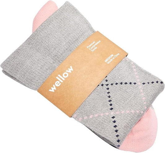 Wellow Premium Socks (Compression Socks - Regular) for Men & Women, Made with Viscose from Bamboo, Knee High, 18-25 mmHg