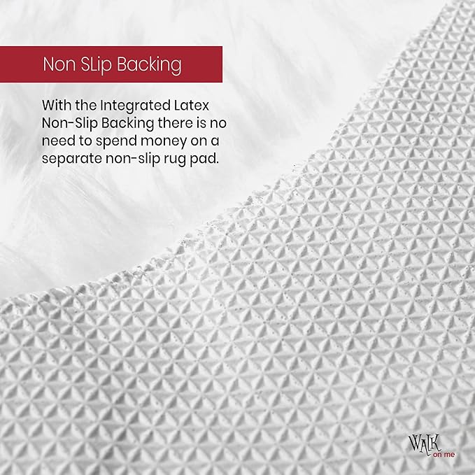 Silky Soft Faux Fur Rug, 3 ft. x 5 ft. White Fluffy Rug, Sheepskin Area Rug, Rectangle Rug for Living Room, Bedroom, Kid's Room, or Nursery, Home Décor Accent, Machine Washable with Non-Slip Backing