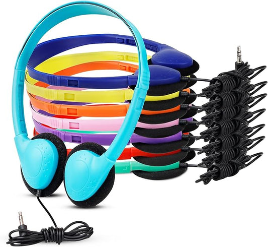 Kids Headphones Bulk 15 Pack for School Classroom Wired Headphones for Kids Students,Children,Boys Girls,Teen,Adult Group Learning, Computer Lab, Library, Online Lesson and Testing Multi Color