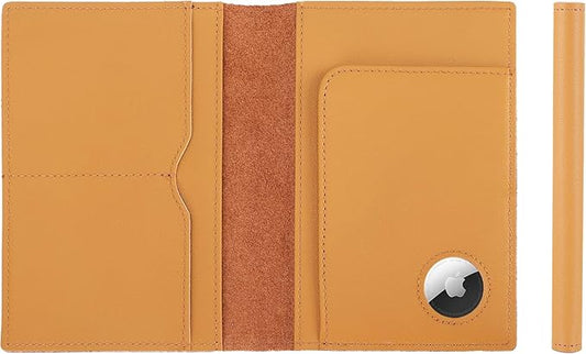 STAR VISTA Albatross Leather Travel Passport Holder, Minimalist Design, Calfskin Leather Case for Women and Men - Slim Passport Wallet, Bifold, RFID Blocking, with AirTag Holder, Honey