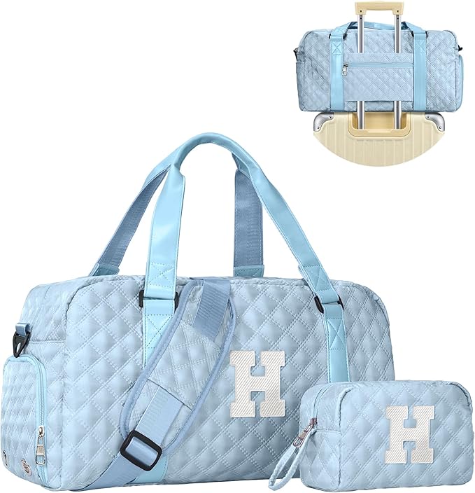 Elilier Duffel Bag, Girls Gift Bag Teens, Initial Travel Duffel Bag, Personalized Weekender Bag, Monogram Overnight Bag Gift for Grandmother,Tween Girls Gifts Daughter Gifts Niece Gifts, Mothers Gifts
