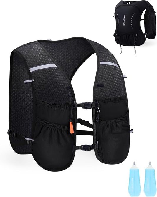 ECOHUB Running Hydration Vest Backpack with 2*500ML Soft Flask, Lightweight Trail Running Pack for Men Women, Adjustable No Bounce Hydration Backpack for Marathon Hiking Cycling