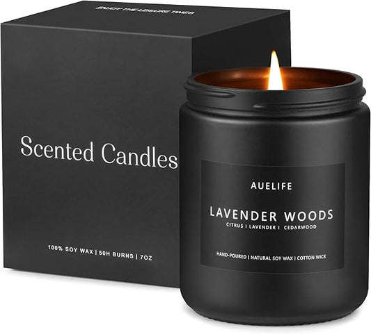 Lavender & Wood Scented Candle - Candle for Men