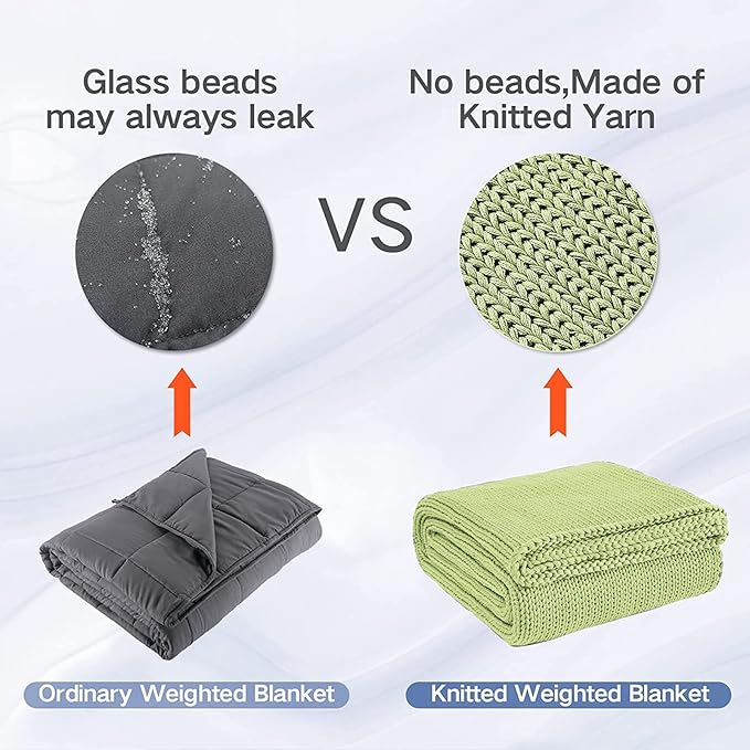 Guohaoi Knitted Weighted Blanket for Adults (Light Green 48"x72" 10lbs) No Beads Cooling Throw Blanket for Hot Sleepers, Home Decor Breathable Chunky Knit Heavy Blanket Use on Full Size Bed