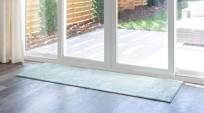Rugs.com Arlington Collection Rug – 6 Ft Runner Aqua Medium-Pile Rug Perfect for Hallways, Entryways