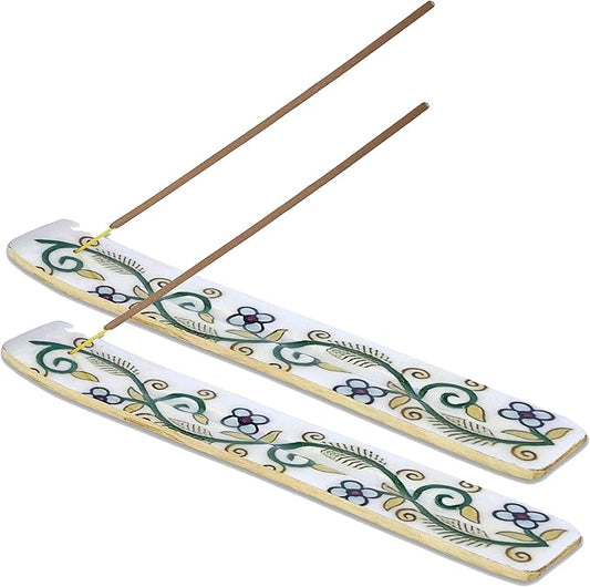 Bless-International Traditional-Handmade-Burner Wooden-Incense-Stick-Holder Ash-Catcher-Stand for-Aromatherapy-Meditation-Yoga (Inner Peace) 10 Inches, Pack of 2