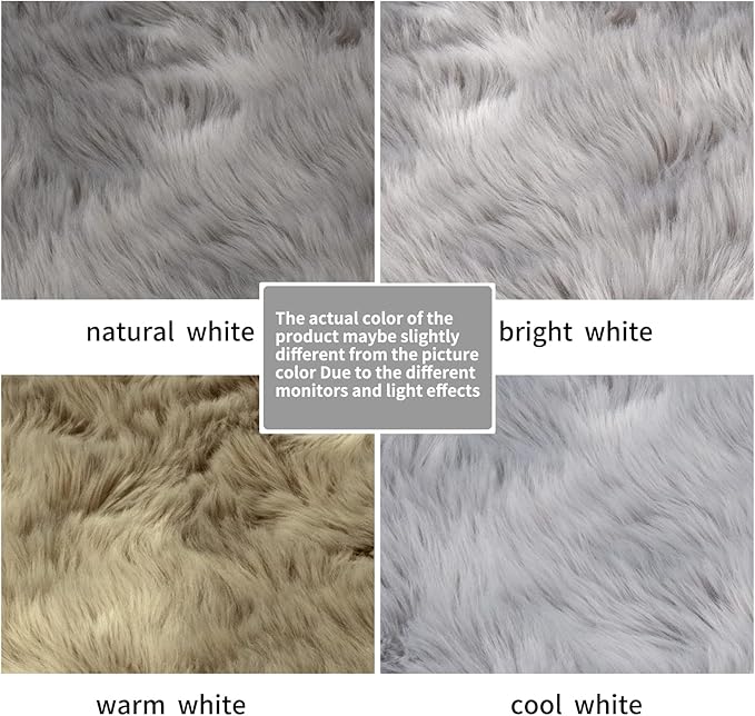 SERISSA Soft Fluffy Area Rug, Grey Faux Sheepskin Fur Rug, Shaggy Rug for Bedroom Floor Fuzzy Carpet for Living Room 4x6 Feet