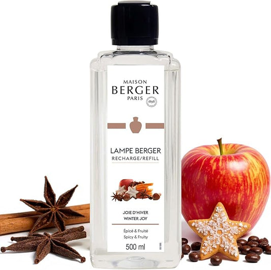 MAISON BERGER Winter Joy Lampe Berger Refill, 500 ml (16.9 fl oz), Odor-Neutralizing Home Fragrance Oil Lamps, Apple, Cinnamon, Clove, Hyacinth, Vanilla Pod, Made in France