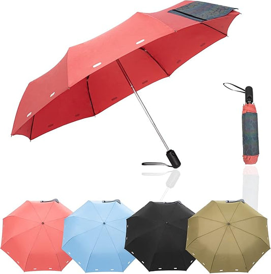 A.Brolly Umbrella - This Light Weight Travel Umbrella has a Strong Steel Shaft and 8 Ribs of Aluminum + Fiberglass construction for Added Flexibility Under the Wind - And it Looks Great!