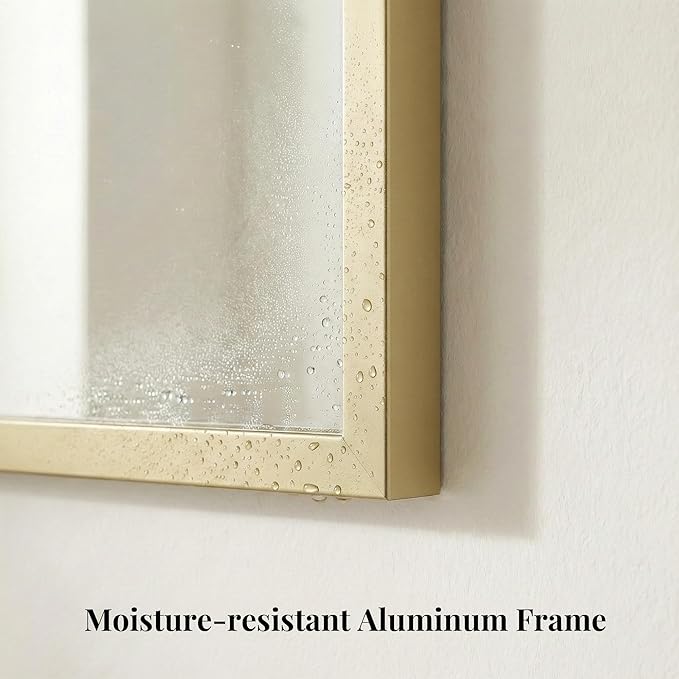 36"x48" Large Gold Bathroom Mirror, Metal Framed Vanity Mirror for Wall, Wide 48"x36" Rectangular Mirror Over Sink, Luxury Living Room Decor, Flush Mount