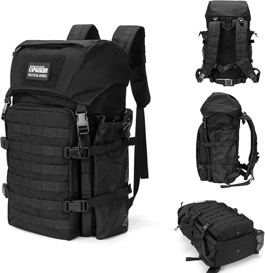 EXCELLENT ELITE SPANKER 40L Camping Hiking Backpack for Men and Women Tactical Military Backpack Large Rucksack Assault Pack Bag for Outdoor Camping, Hiking,Travel Backpacking(Black)