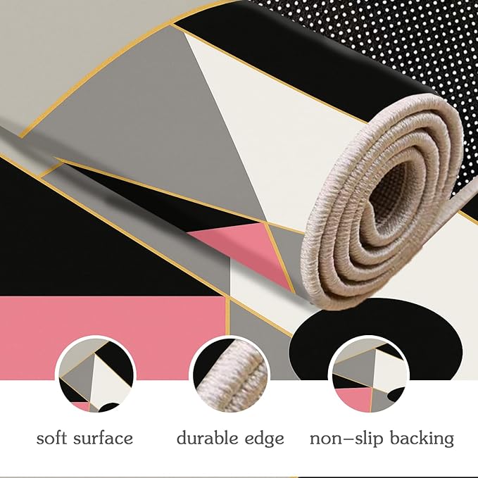 Abstract Geometry Rug - 2x3 Rug, Modern Geometry Bath Rugs, Minimalist Aesthetics Doormat, Washable & Non Slip Small Rugs Home Decor