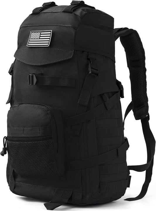 AUMENTAR 50L Tactical Backpack for Men and Women, Water-Resistant Molle Rucksack, Large Military Assault Pack for Hiking, Hunting, Camping, Gym & Outdoor Survival Black