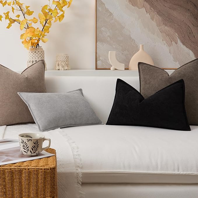 Kevin Textile Waterproof Decorative Pillow Covers Taupe 16x16 Inch Pack of 2 Soft Boucle Textured Throw Pillowcases Elegant Accent Pillows for Couch Sofa Chair Bed Home Decor Indoor Outdoor